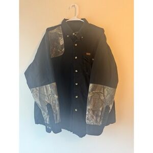 Sportsman Warehouse Outfitters Camo Hunting Shirt XL Black Button‎ Up Shooting